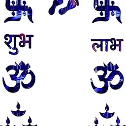 Decor Kafe Acrylic 3D Om Swastik Mirror Wall Sticker (Blue)-image-69