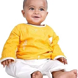 kidzo Baby Boys Classic Fit Cotton Blended Kurta and Pyjama Set | Yellow/White-1 | 9-12 Months | KIDS13132-picture-30