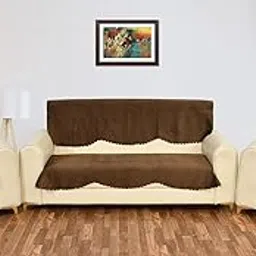 Blush and Bloom 5 Seater 3+1+1 Self Design Velvet Quilted Sofa Cover and Chair Cover, Seat and Back Cover-Coffee-picture-12