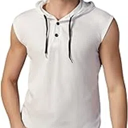 tfurnish Men's Sleeveless Hoodie T-Shirt with Button Placket | Casual Gym & Summer Wear Hooded Tank Top-picture-37