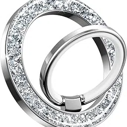 RIGGEAR Magnetic Phone Grip for Magsafe Ring Holder with Adjustable Stand (2 in 1) Compatible with Magsafe iPhones, Cases and Android Phones (Metal Ring Included)(Silver Sparkle)-picture-21