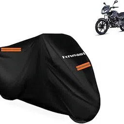 Horseyaart - Bike Cover Waterproof Compatible with Bajaj Pulsar 125 Neon BS6 Bike Cover with Elastic and Belt Bukle Lock or Reflective Stipe (Black) image 1