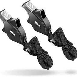 Wrzbest Sports Referee Coach Whistle，2 Pack Dolphin Shape Pealess Plastic Whistles with Rubber Teeth Protector and Lanyard (2 of Black)-picture-13