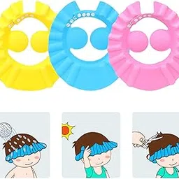 Baby Shower Cap Bathing Cap - Soft Adjustable Visor Hat Safe Shampoo Shower Bathing Protection Bath Cap for Toddler, Baby, Kids, Children (Pack of 3)-picture-32