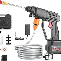 ETONWALL Cordless 48V Electric High Pressure Car Washer | Manual Rechargeable Car-Washing Machine with Adjustable 3-in-1 Nozzle and 5M Hose Pipe for Washing Cars | Watering Flowers | Cleaning Floors-image-79