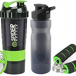Shaker Bottle Amazing Quality Gym Shaker with Sippy and Mini Gripper Gym & Fitness Kit Gym Shaker Sports Grip Workout Bottle for Men & Women (Green) image 1
