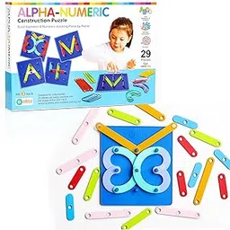 Ekta Alpha-Numeric Construction Puzzle Toy, Built 29 Piece Puzzles Board, Learning Educational Game for Teaching Alphabets, Letters, Numbers & Common Shapes-picture-17