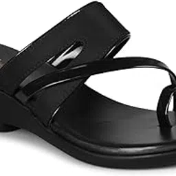 luvfeet Women Faux Leather Fashion Sandals Wedge Heel Slip -on Sandal-picture-56