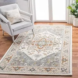 anas carpet Brand Vintage Collection of Export Quality Persian (Classical) Woollen Tuffted Carpets for Living Room Size 5 x 7 feet (150X210 cm) Multi-picture-36