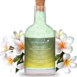 Aromahpure 100% Natural Bath Salt with Essential Oils (Mix of Epsom Salt, Himalayan Salt, and Sea Salt, Vitamin C & E) for Body & Foot Spa, Relaxing Aromatherapy - Earth Scents Fragrance ( Frangipani) to Relax Mind and Body (250gm) image 1