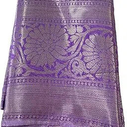 Women's saree lavender Traditional Silk Saree with Paisley Pattern, Purple and Silver, Woven Border-picture-37