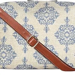 Isla Printed Handicraft Fabric Crossbody Sling Bag for Women Casual Party Bag Purse with Adjustable Shoulder Strap and Printed Design for Ladies College Girls-image-4