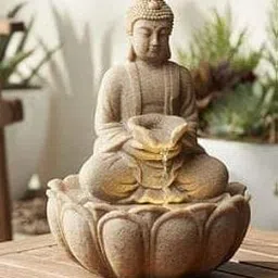 RajputE Lotus Buddh Water Fountain for Home, Office, Garden Peach Color 15 Inch-picture-24