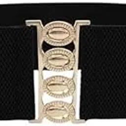 bling queen Elegant Elastic Waist Belt with Golden Buckle For Women-picture-23