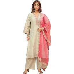 varanga Women-Thread & Sequin Embroidered Yoke Kurta With Trouser & Scallop Dupatta-picture-53
