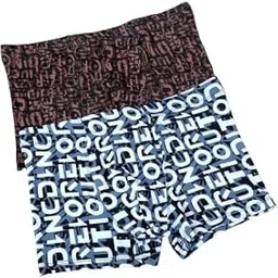 jal enterprise Men's Letter Print Boxer Briefs, Comfortable Cotton Underwear, 2 Pack, Brown and Blue-picture-27