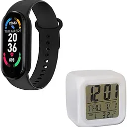 Drumstone Combo C1194 - M6 Smartwatch Band with Heart Rate Monitor and Activity Tracker for Active Lifestyle with LED Digital Alarm Clock with Date, Time, and Temperature – Perfect Office Companion-picture-22