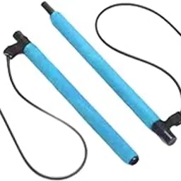 Enakshi (LABEL) Creations 2 Sections Pilates Bar Exercise Stick for Power Lifting Indoor Outdoor Squat Blue-image-99