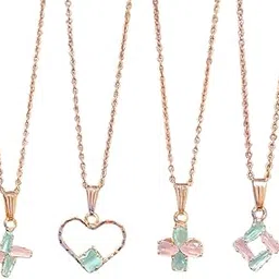 Pack of 4 Stylish Rose Gold Pendant | Combo Jewellery Necklace Pack-picture-26