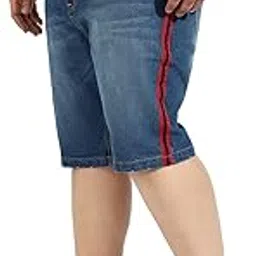 Plus Men’s Classic Blue Medium-Washed Textured Patterned Regular Fit Denim Shorts | Premium Stretchable Cotton Mid-Rise Crafted with Comfort Fit and High Performance for Everyday Wear-image-23
