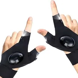 POPLEY LED Half Finger Fishing Gloves Flashlight Torch Outdoor Gear Cycling Camping Hiking Survival Night Lighting Gloves (Free Size, 1 Pair)-picture-21