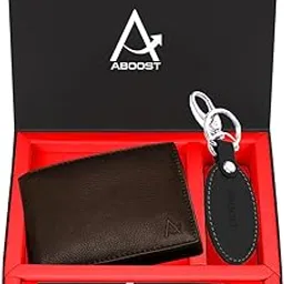 aboost Premium Leather Wallet Gift Set, Brown RFID Protected Bifold Wallet with Keychain and Pen, Business Accessories in Presentation Box-picture-12