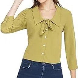 oxolloxo Women's Solid Regular Fit Shirt (S21240WSH004_Green-picture-32