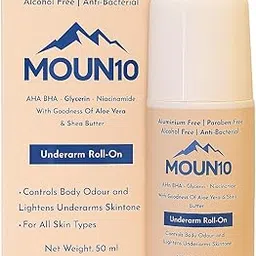 Moun10 Aluminium Free Roll-On, Alcohol Free AHA BHA & Glycerine enriched Underarm With goodness of Aloe vera & Shea Butter.-picture-45