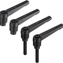 uxcell 4pcs Clamping Lever Adjustable Handle Set Metric M6 x 32mm Male & M6 Female Thread Level Handles Hand Stud Knobs Quick Release Black for Lathe Machinery-image-9