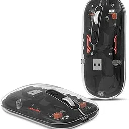DANCESOUL Transparent Wireless Mouse 3 Mode (BT5.1/BT5.1/2.4G) Silent Rechargeable Portable Mouse for Laptop, PC, MacBook, Chromebook, iPad, Tablet (Black)-picture-13