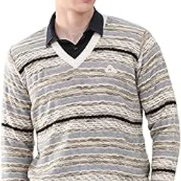 Men Regular Fit Abstract Pattern V Neck Pull On Full Sleeve Winter Pullover|Woollen Sweater for Mens Wool Cardigan|Winter Pullover for Men's (Pack of 1)-image-17