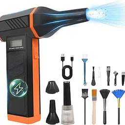 Electric Air Duster with Brushless Motor, 150000RPM, 3-Gear Rechargeable Cordless Design, Black/Orange-picture-10