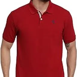 cantabil Men Blue Cotton Blend Polo Neck Half Sleeve Solid T-Shirt (P-MTSH00037-AIRFORCE)-picture-10