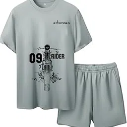rivanora 09 Rider Printed T-Shirt & Shorts Set for Men | Stylish Summer Co-Ord Set | Casual Sportswear | Trendy Gym Wear-picture-42