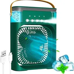 Elevea 𝟏𝟓 𝐘𝐞𝐚𝐫𝐬 𝐆𝐮𝐚𝐫𝐚𝐧𝐭𝐞𝐞 Mini Evaporative Air Cooler Fan for Desk, Rechargeable Battery Operated AC with Color LED, 3 Spray Settings and Wind Speeds for Personal Cooling & Office Use-picture-38