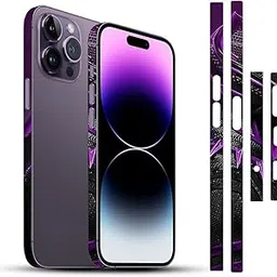 FCS Side Panel Vinyl Sticker Edge Side Skin for iPhone 14 Pro | Crome Film Wrap Stickers | All Side Sticker Vinyl Protector Sticker FCS-43 (Penter Purple)-picture-31