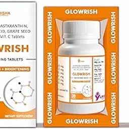 YURISHA Healthcare Glowrish Skin Whitening Tablets with Glutathione | Astaxanthin | Alpha Lipoic Acid | Grape Seed Extract | Vitamins E & C | 30 Tablets-picture-30