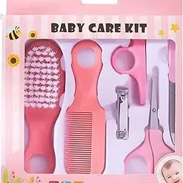 TENIYU Baby Care Kit Grooming Set with Comb Brush Nail Clipper Scissors Infant Toddler Hygiene Set Gentle Baby Grooming Essentials Gift Set for Boys and Girls-Pack of 6 (Pink)-image-9