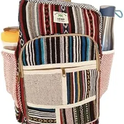 KEDAR KRIPA Himalayan 100% Organic Hemp Laptop Bag for Men & Women | Handmade Boho Backpack with 3 Large Zipper Compartments & Side Bottle Pockets | Eco-Friendly Travel, College & Office Backpack-picture-48