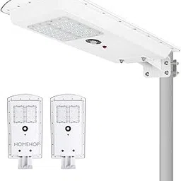 Homehop Solar Street Light Outdoor Waterproof All in One 250W LED Automatic, Security Lamp for Home, Garden, Pathway,30Ah Lifepo4 Battery(Aliminium Alloy,Pack 2)-image-13