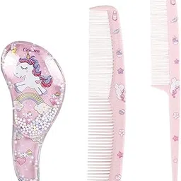 Flavizo 3 Pcs Hair Brush Set for Kids Girls, Paddle Comb with Tail Comb and Detangling Brush, Gentle Hair Comb for Children Styling-picture-12