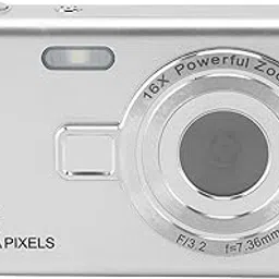 Digital Camera, 12MP 1080p Point and Shoot Digital Camera with 2.4 Inch TFT Screen, 16x Zoom, Auto Focus, Portable Compact Design, for Photography Travel Vlog (Silver) image 1