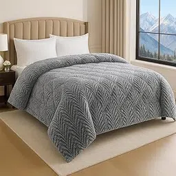 Signature Ultra-Fluffy Heavy Quilt Blanket Razai for Extreme Winters | Double Bed Super Soft Thick Comforter | Reversible, Luxurious Warm Ideal for Harsh Cold & Cozy Nights (Feather Palm)-picture-10