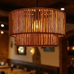 AM Caning Rattan Cane PVC Rattan Bamboo Sheet Wicker Lamp Premium Ceiling Light/Pendant Light Handwoven - 1 Piece (12 D x 8" H) (Bulb not Included) 1 Piece-picture-11