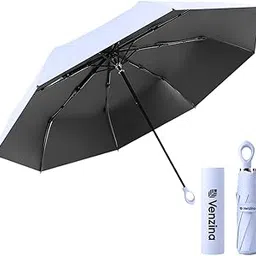 venzina UPF 50+ Sun Umbrella Pocket Sun Umbrella Black Coated Liner & Fiberglass Ribs Design Fashion Folding Travel Lightweight Umbrella with Rubberized Loop Handle-picture-39