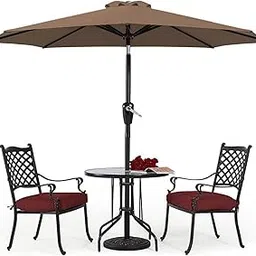 THESHELTERS - Premium Center Pole Garden Umbrella with Stand - Large Outdoor Lawn Patio Umbrella Perfect Choice for Lawn, Resorts, Poolsides | UV Protection - Adjustable Height-image-16