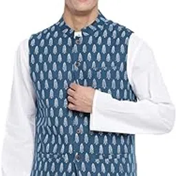 fabindia Blue Cotton Printed Jacket-picture-16
