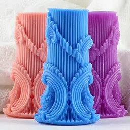 Keshav Creations Spiral Pillar Candle Molds Baroque Carved Wave Cylinder Candle Silicone Mold Cylinder Candle Molds for Candle Home Decorate Candle Making Aromatherapy Gypsum Candles Clay Craft-picture-28