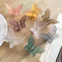 Bakefy- 6Butterfly Hair Clips for Women Matte Jelly Color Hair Clips for Thick Hair Cute Hair Clips Small Butterfly Clips for Women-picture-52