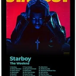 BLINKART Wood The Weekend(Star Boy)Music Album Songs Hanging Photo Frame Poster (13*10 Inch)Wall Print Decor For Home Living Room Office & Study Room Gift Song Link QR Code With Your Photo Frame image 1